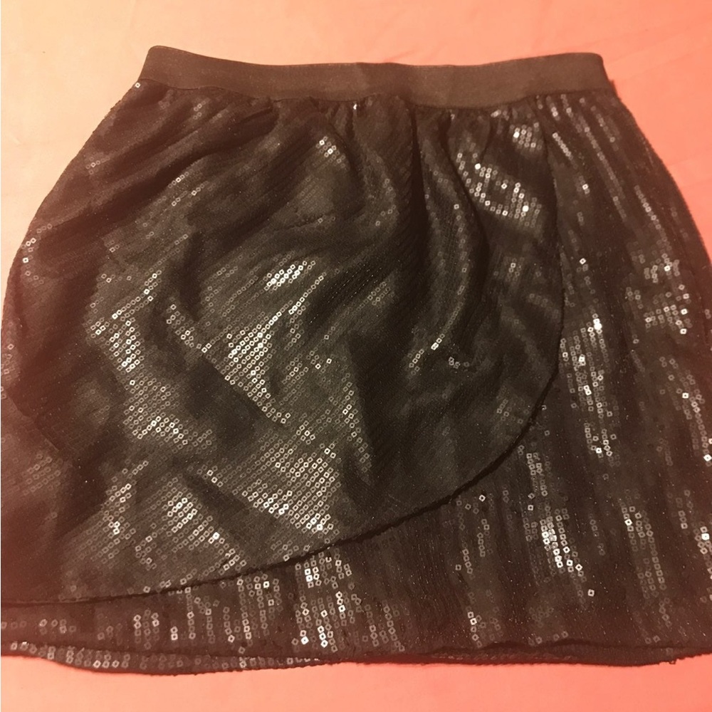 Sequin black mini skirt